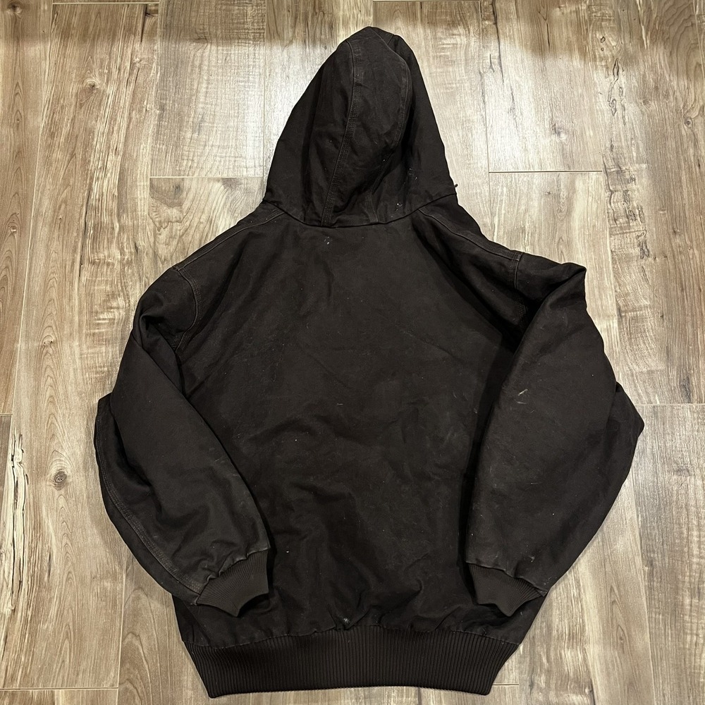 Carhartt J130 DKB brown hooded work wear jacket 3XL - Picture 6 of 8